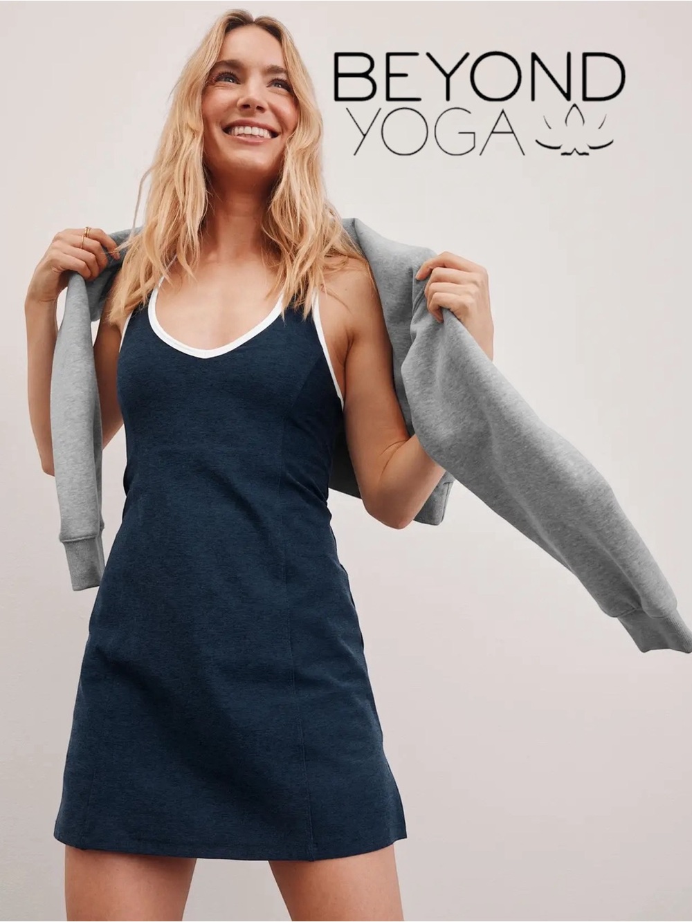 Worn Once! Beyond Yoga Spacedye Starting Line Active Minidress Nocturnal Navy L